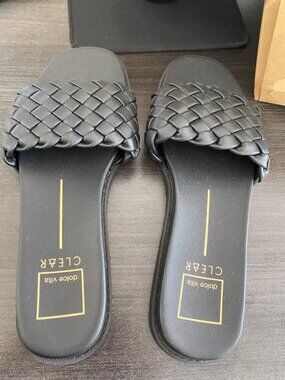 Dolce Vita Womens Grazie Braided Slide Flat Sandals Black Size 9M Defected